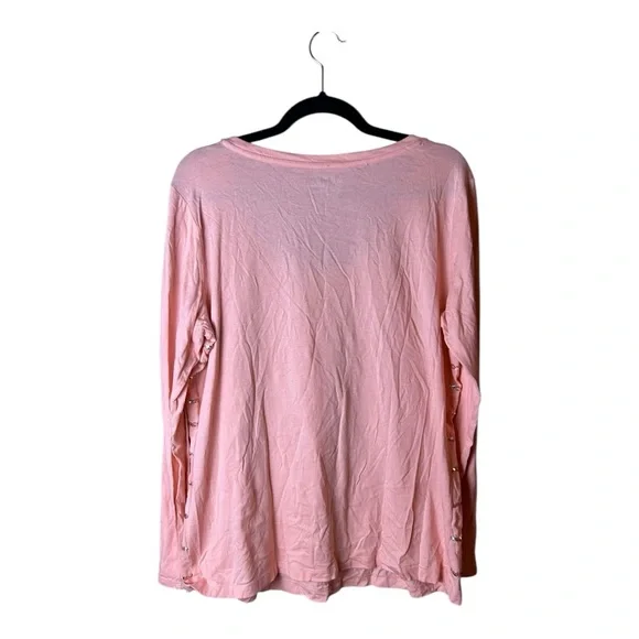 Apt. 9 Women’s Blush Gold Sequin Stripes Long Sleeve Tee Size XL - Picture 7 of 8